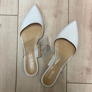 Michael Kors White and Clear Mules Flats Slides - 7.5